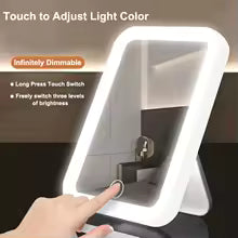 3 Renk LED Makyaj Aynası Dokunmatik Ekran USB Şarj Edilebilir Karartma Makyaj Aynası 3 Parlaklık Taşınabilir